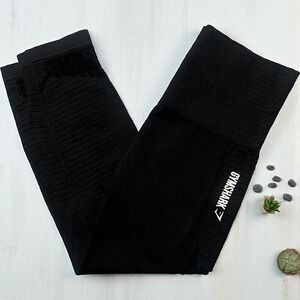 Gymshark Cropped Leggings Black‎ High Waisted Workout Gym Activewear Size 4